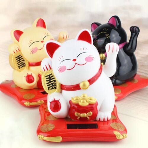 Home Solar Powered Maneki Neko Waving Arm Lucky Cat Car Decoration Fortune Cat - Picture 7 of 14