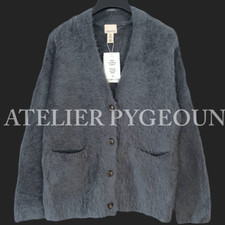 NWT H M Oversized Mohair-blend Wool Cardigan Fluffy Dark Gray Size XS