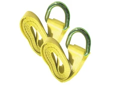 8 ft Yellow Lasso Strap Tie Down with D Ring 2" Wide for Tire Wheel (2 Pack)