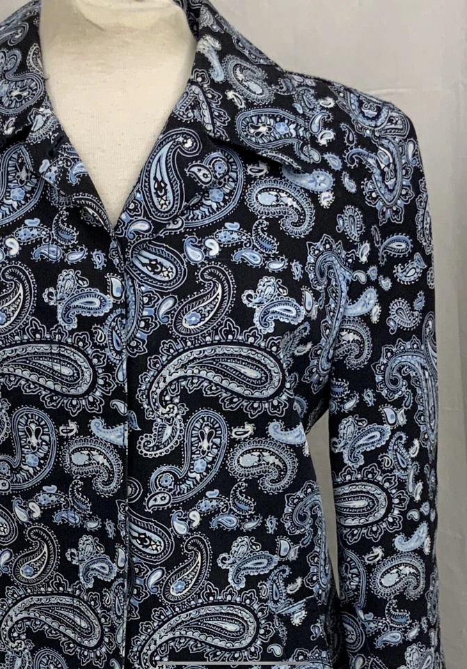 Michael Kors пальто куртка L женщин темно-синий пейсли хлопок подкладка YGI T2-121 - Изображение 3 из 4