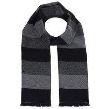 Mens Scarf Black and Gray Striped Scarf Winter Soft Warm Scarves Men's Costum...