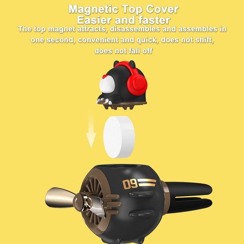 Car Air Freshener Bear Pilot Rotating Propeller Air Outlet Fragrance Diffuser - Foto 8 di 13