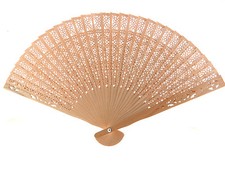 Vintage Carved Wooden Fan in box