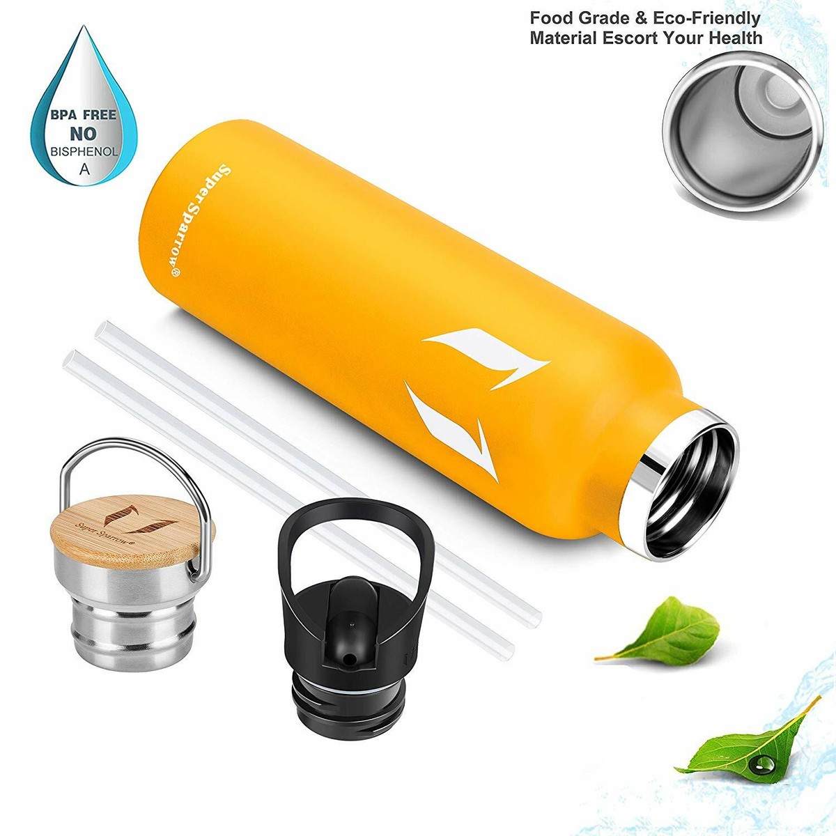 Super Sparrow Borraccia Termica - 1000ml - Bottiglia Termica in Acciaio Inox - Borracce Senza BPA - Mantiene Calde 12 Ore o Fredde per 24 Ore - A Prova di Perdite Tappo