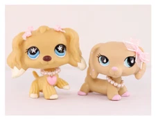 2x Pet Shop LPS Dachshund 909 Cocker Spaniel 748 with Cute Accessories Kids Gift
