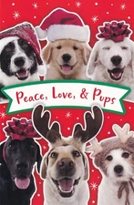 Open Box of 13 Peace, Love, & Pups American Greeting Christmas Cards w/Envelopes