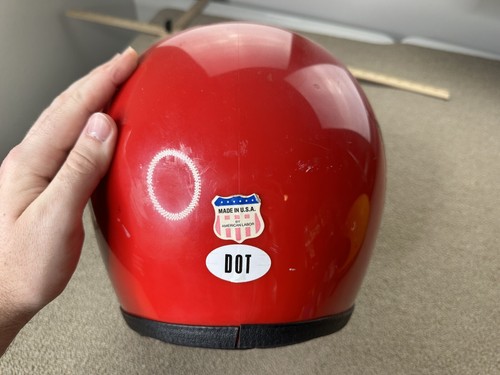 70s Grant Motorcycle Helmet Bubble Visor Red Gold Wings S/M Motocross USA VTG - Picture 6 of 14