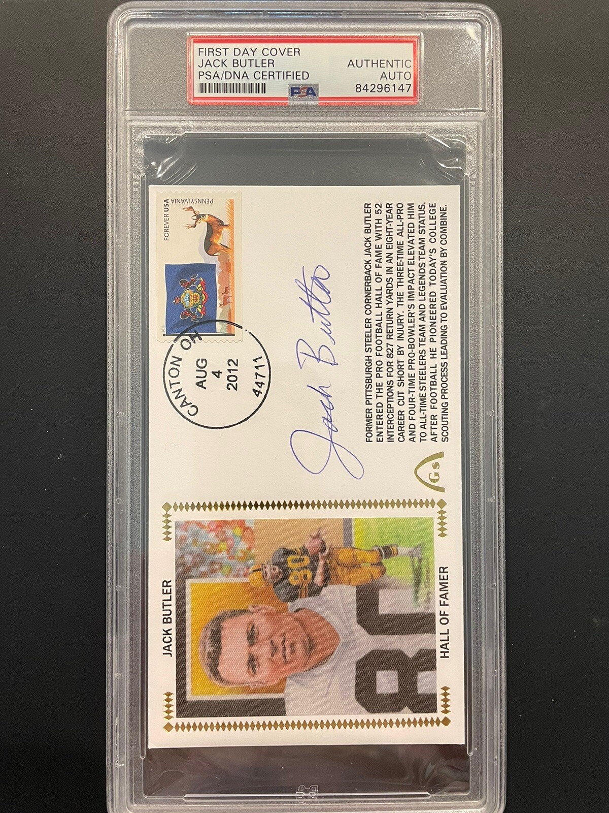 Jack Butler Signed First Day Cover GATEWAY CACHET Autograph Steelers ...