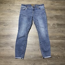 KUT from the Kloth Women  s Skinny Jeans Size 12 Blue Stretch Raw Hem Denim