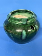 VNTG 1997 THE VIOLET POT SELF-WATERING AFRICAN VIOLET PLANTER GREEN DRIP GLAZE