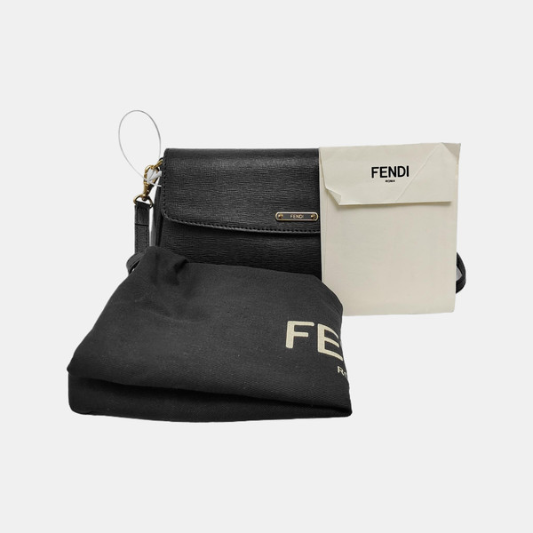 Authentic FENDI Black Calfskin Leather Small Shoulder /Crossbody-Excellent Con.