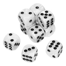 10Pcs 6 Sided Colored Standard Dice, Acrylic D6 Pearl Pattern Dice, Black Point
