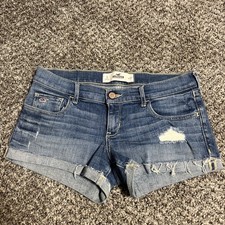 Hollister Y2K Distressed Blue Shorts Jeans Women size 5 W 27 Low Rise