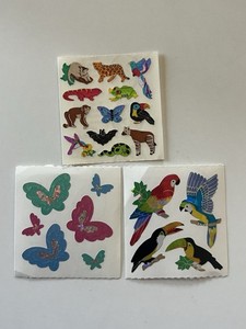 Vintage Sandylion Stickers Prismatic Lot of 3, Birds, Animals, Butterflies Mods