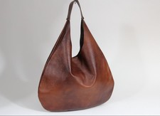 Hobo Bag Leather Oversized Shoulder Handbag, Beautiful Chestnut Brown Color