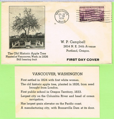 #ad #ad #783 Oregon Territory July 14 1936 Vancouver WA PL#66 W. P. Campbell $6.00