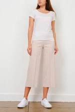 Avenue Montaigne Alex Ankle Crop Linen Pant Coastal Striped Chalk Rose Sz 8