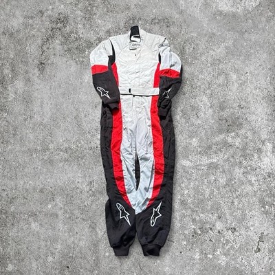 Alpine Motor Suit Racing Size 52 Euro White Red and Black Full Zip Motorcycle