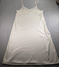 Vintage Vassarette Full Slip Ivory Nylon Lace 38 26"/44 Made In USA 70's 80's