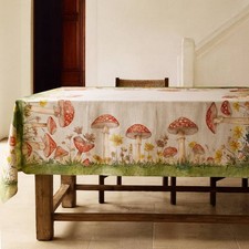Tovaglia rettangolare 6 o 12 persone Funghi rossi in puro cotone