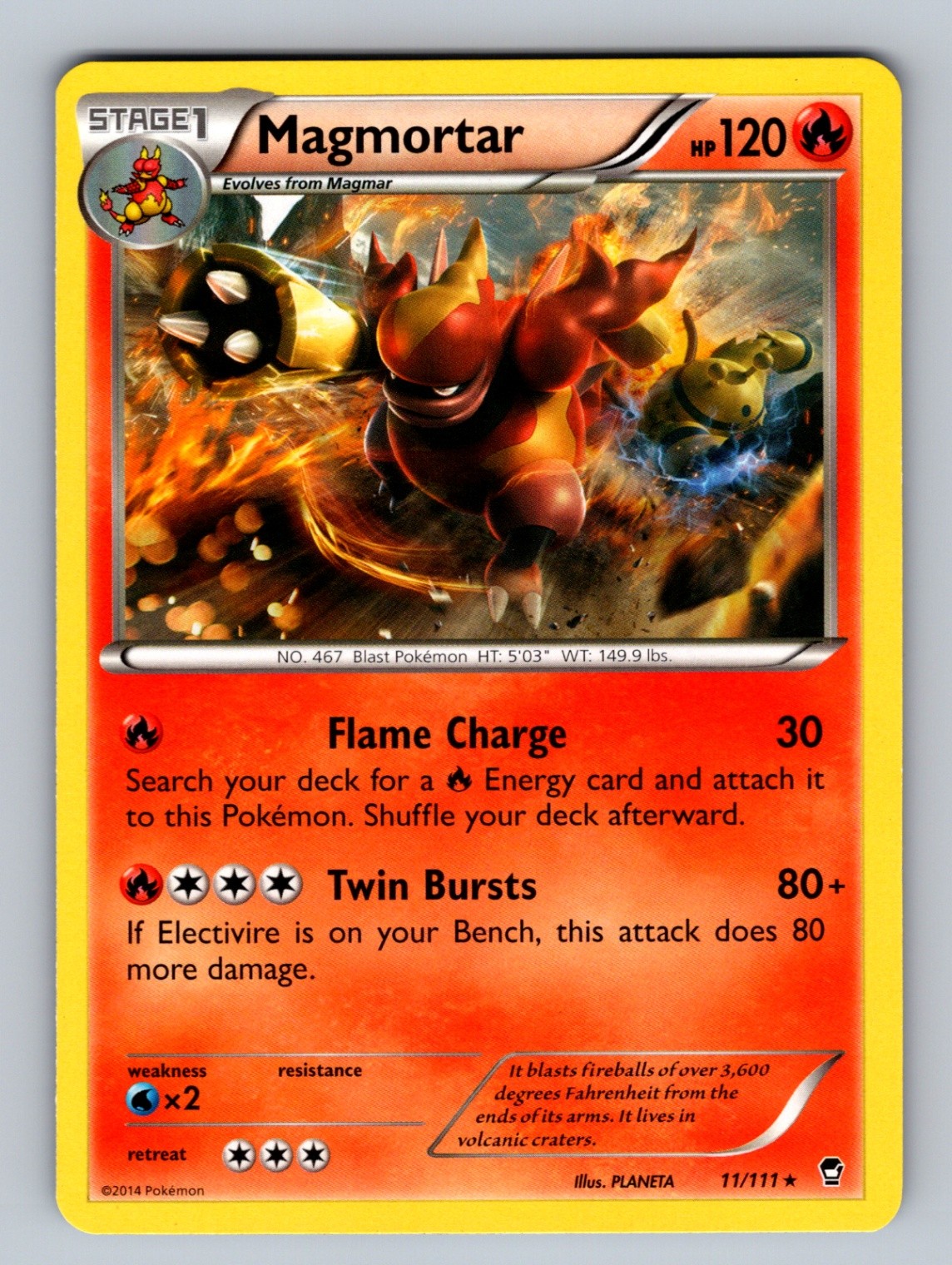 Magmortar 11/111 Rare XY - Furious Fists LP Pokemon TCG