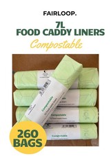 7L Compostable - 260 Food Caddy Liners – Biodegradable Kitchen Food Waste Bags