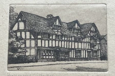 Small Original Etching Of Shakespeares Birthplace-M Ward-FREE UK POSTAGE