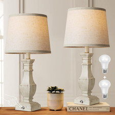 Dimmable Table Lamps Set of 2, Rustic Farmhouse Table Lamps for Living Room Bedr