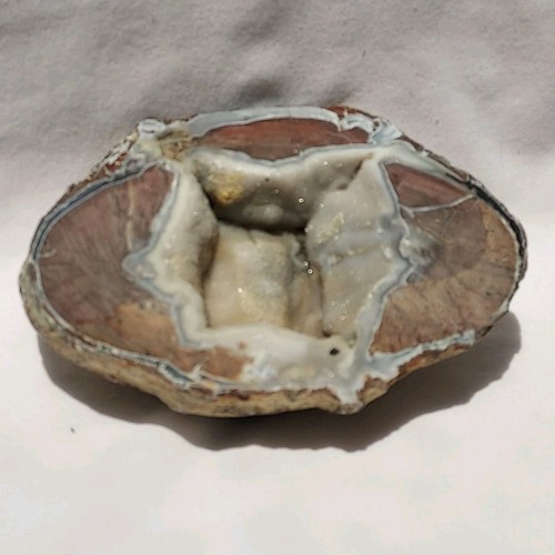 ~494g/17.4oz Polished Dugway, UT Geode /thunder egg quartz blue chalcedony - Picture 3 of 15