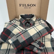 Filson Mackinaw Wool Jac Shirt Mens XL 20292528 MADE IN USA Cream Ombre Jacket