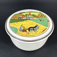 Villeroy & Boch Design Naif Laplau Candy Trinket Box w/ Lid Porcelain Farm Scene