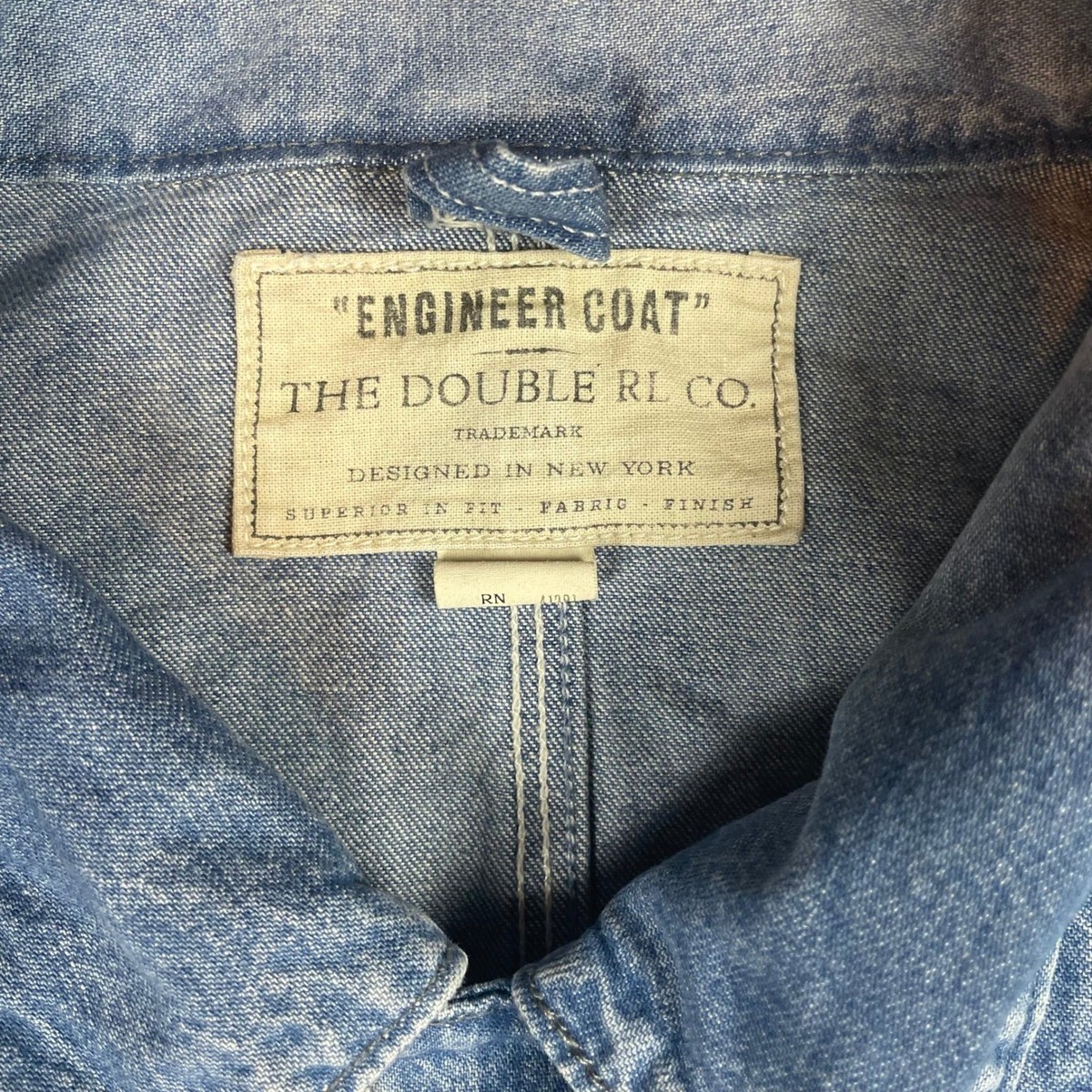 RRL Double RL Mens Engineer Coat Denim Chore Jacket Blue XXL Light