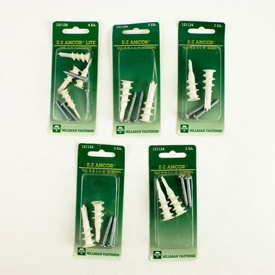 5 Pkgs Hillman E-Z Anchor Screws #8 x 1-1/4'' Drywall Anchors New