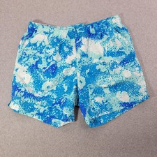 Columbia PFG Shorts Boys Medium Blue Aqua Fishing Swim Trunks Nylon Print