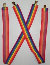 Vintage Mork  Mindy Rainbow Suspenders 31" 1.5" Wide LGBTQ Pride 70s 80s Youth