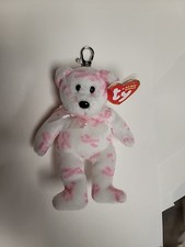 TY Beanie Baby - GIVING the Pink Bear (Key Clip - Breast Cancer Awareness Bear)