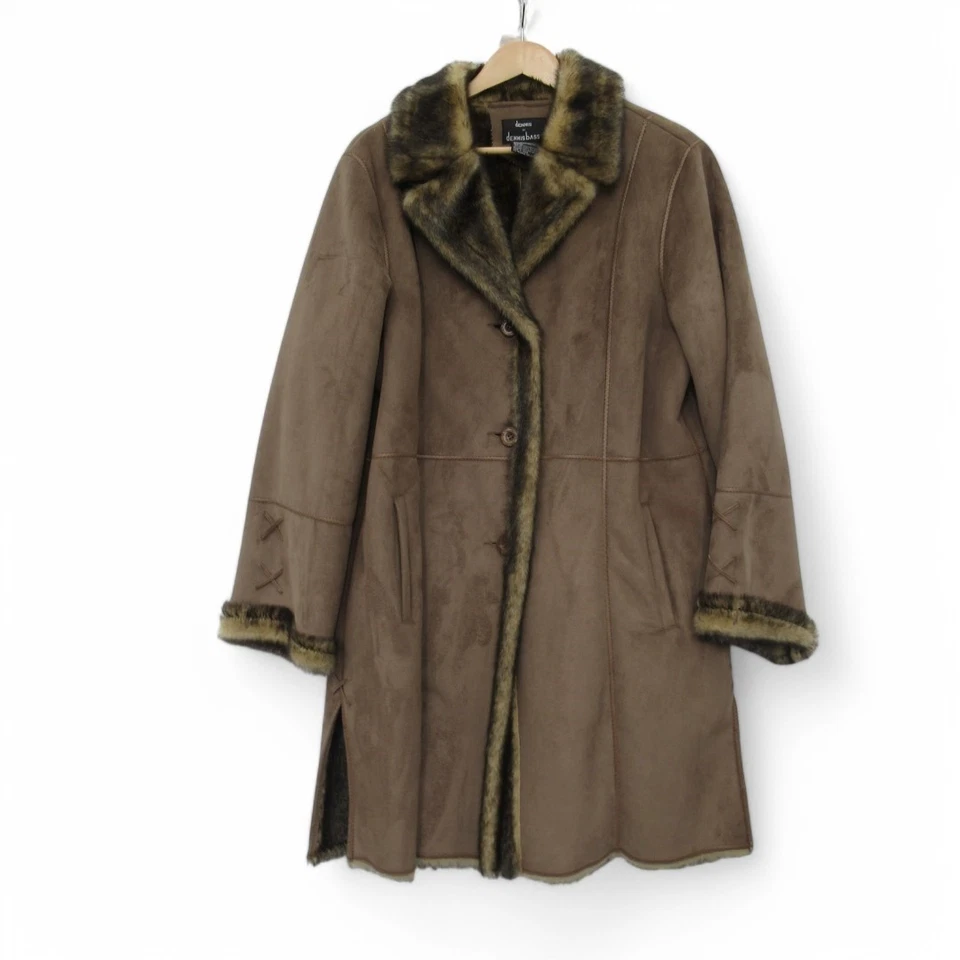 Dennis Basso пальто Великобритании большой искусственной замши куртка средней длины веганской кожи Preloved - Изображение 4 из 4