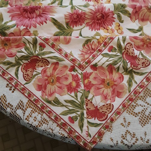 Mantel April Cornell Cottage Rosa – Floral De Algodón 60x84 Pulgadas (lavable A Máquina)