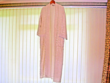 M&S LONG DRESSING GOWN SIZE 12-14 IN LIGHT CREAM POLYESTER WITH TOWELLING LINING