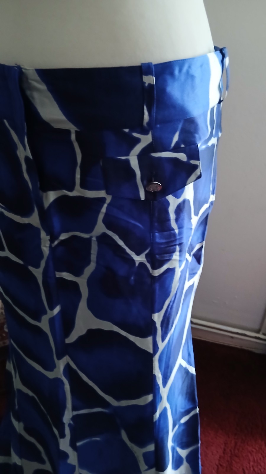 Y2k Vintage Rare Roberto Cavalli Gaia Blue Animal Silk Maxi Skirt Runway ss2006 image 5