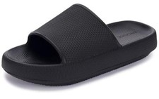 Cushioned Thick Sole Pillow Slippers for Women and 7.5-8.5 Women/6-7 Men Black
