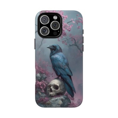 Phone Ink - Case for iPhone/Galaxy/Pixel - Gothic Raven Skull Pink Floral