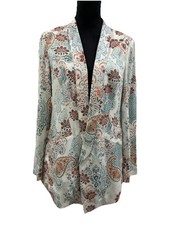 Chicos Size 1 Womens 8/10 Jacket Multi Color Paisley Open Front Lined