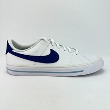 Size 7 GS Big Kids Nike Court Legacy Low White Mystic Navy Sneaker Shoe