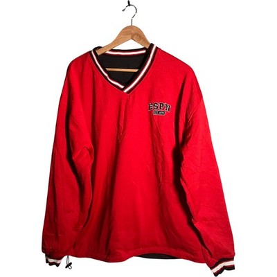 ESPN Windbreaker Herren Gr. L rot Wendepullover V-Ausschnitt Freizeit Sportswear