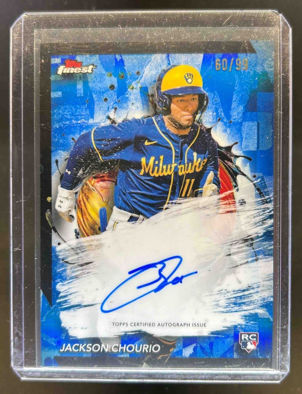 2024 Finest Jackson Chourio Auto RC Blue Refractor Rookie #60/99 Brewers