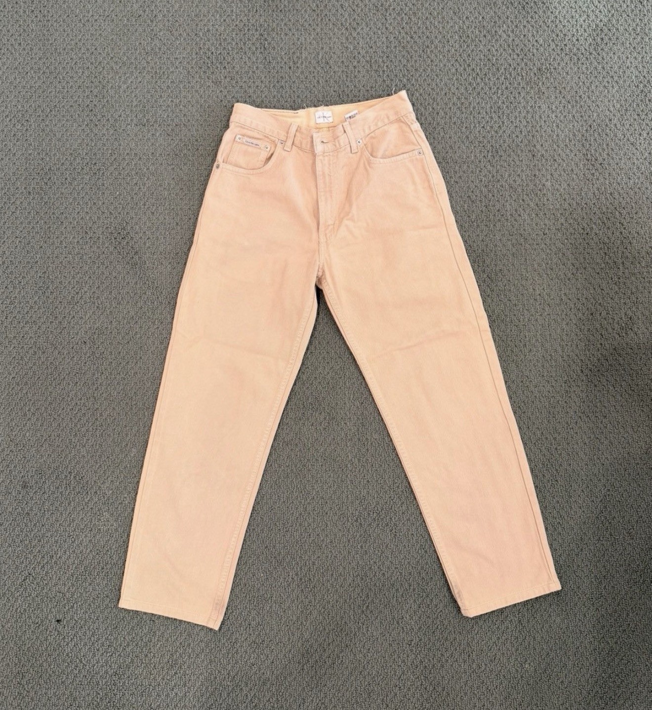 Men's Beige Denim Button Zip Jeans