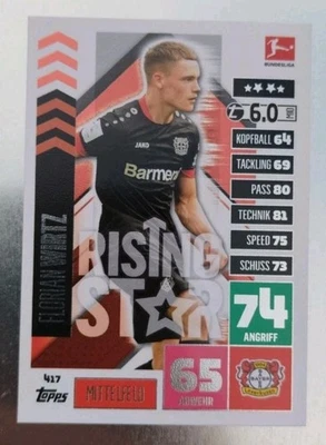 RARE FLORIAN WIRTZ ROOKIE NEW MINT CARD TOPPS BUNDESLIGA 2020 DEUTSCHLAND #417 - Photo 1/2