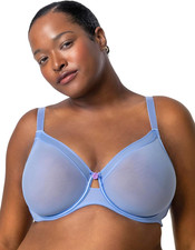 Curvy Couture Sheer Unlined Underwire Plunge Bra 34-46 B-H
