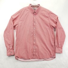Ted Baker London Shirt Mens 6 Pink White Flip Cuffs Long Sleeve Button-Down